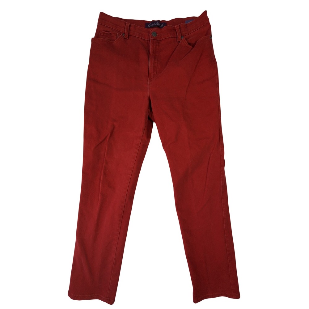 Gloria Vanderbilt Amanda Womens Red High Rise Tapered Leg Stretch Jeans Size 10